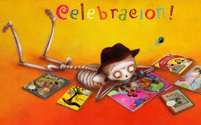 Poster of 2009 Pure Belpré Award-winning books and Señor Calavera